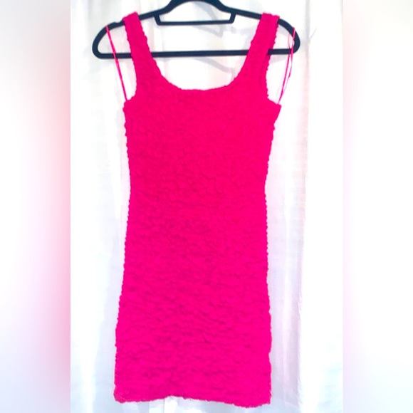 🔥COTTON:ON 2XS scrunchie bodycon mini dress hot fuchsia Barbie 80s VIDEO VIXEN - Picture 5 of 16